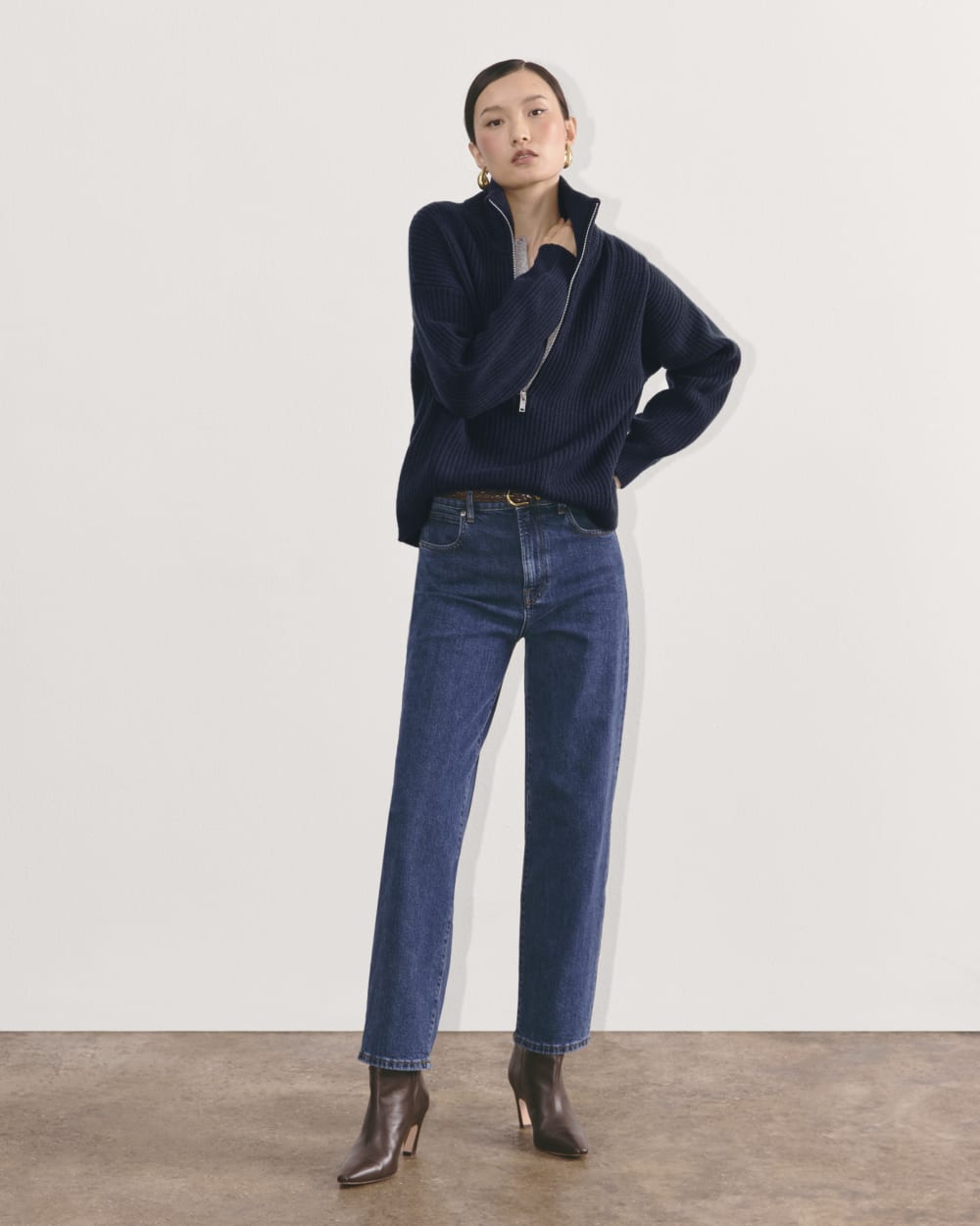 The Half-Zip Sweater in Luxe Merino | Navy - Image 3