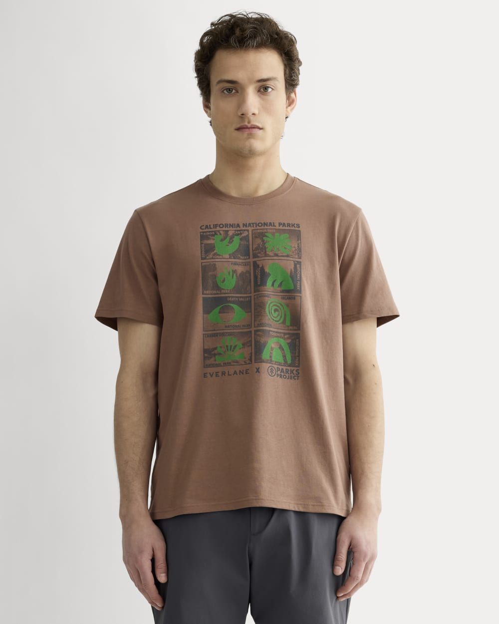 The Everlane x Parks Project Essential Organic Crew | Brown / Green / Forged Iron - Image 7