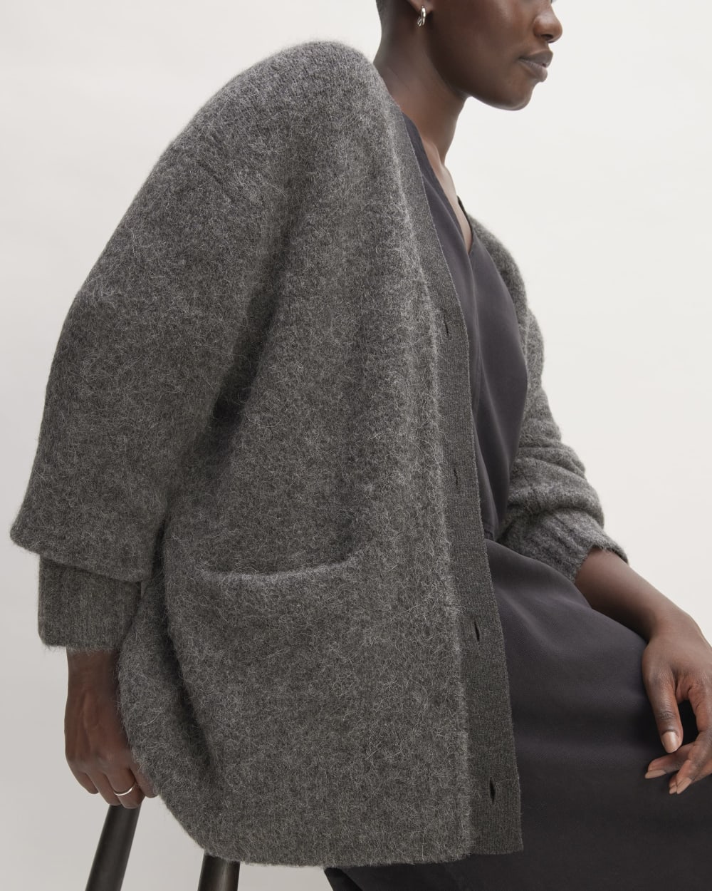 The SuperFuzz Alpaca Cardigan | Dark Charcoal - Image 4
