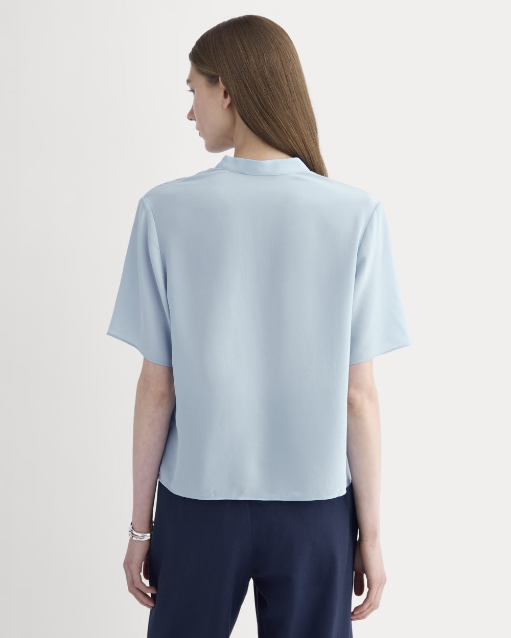 The Popover Top in Washable Silk | Soft Blue - Image 5