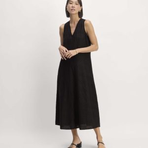 The Linen Eyelet Maxi Dress | Black Eyelet