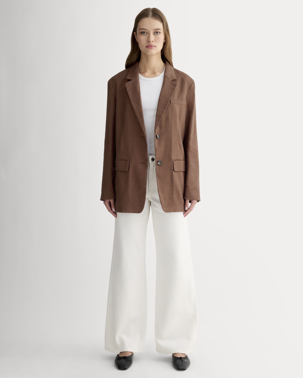 The Oversized Blazer in Stretch Linen | Cedarwood - Image 3