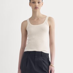 The Light Ribbed Cami in Ultrasoft Merino | Parchment