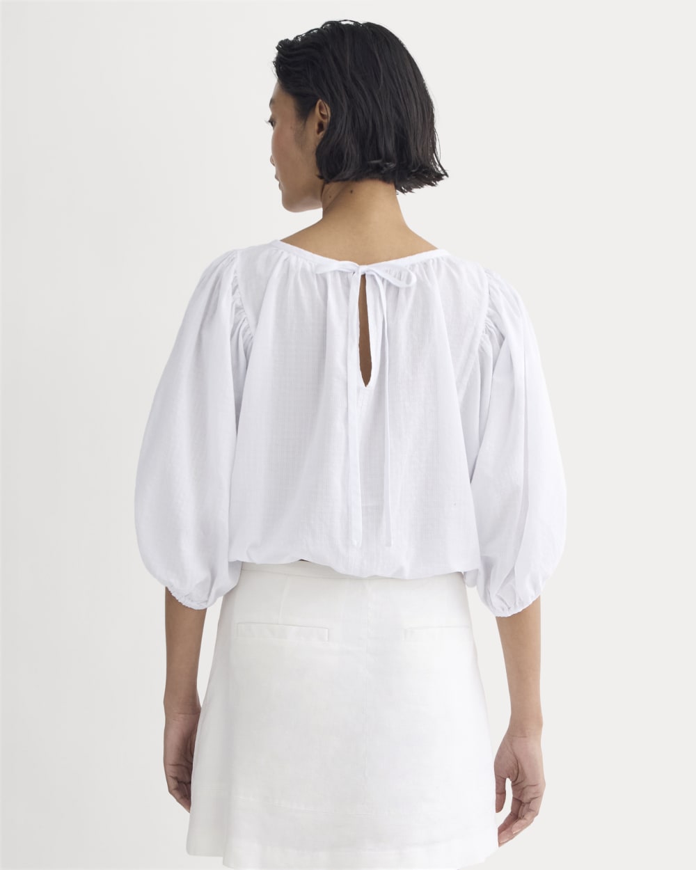 The Gauze Puff-Sleeve Top | White - Image 5
