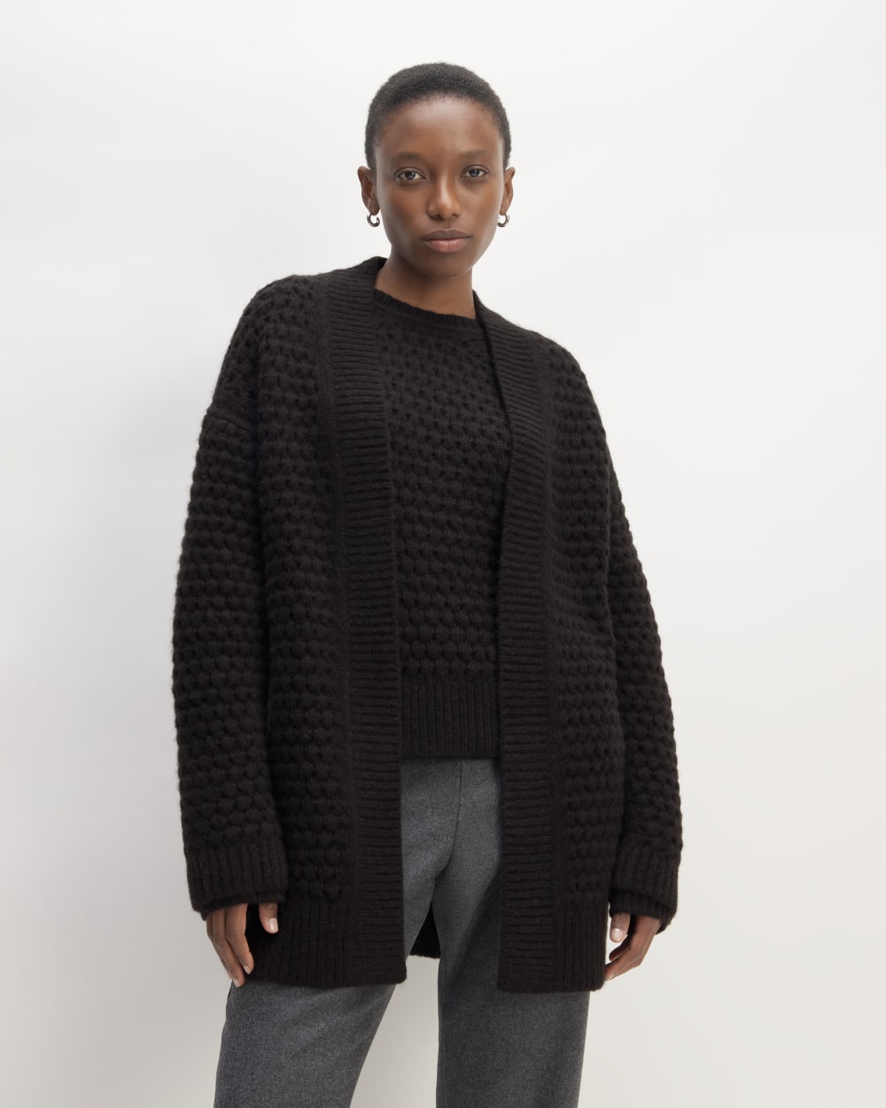 The Cloud Oversized Textured Cardigan | Black