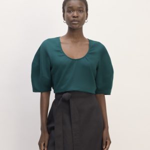 The Scoop Top in Linen | Dark Sea