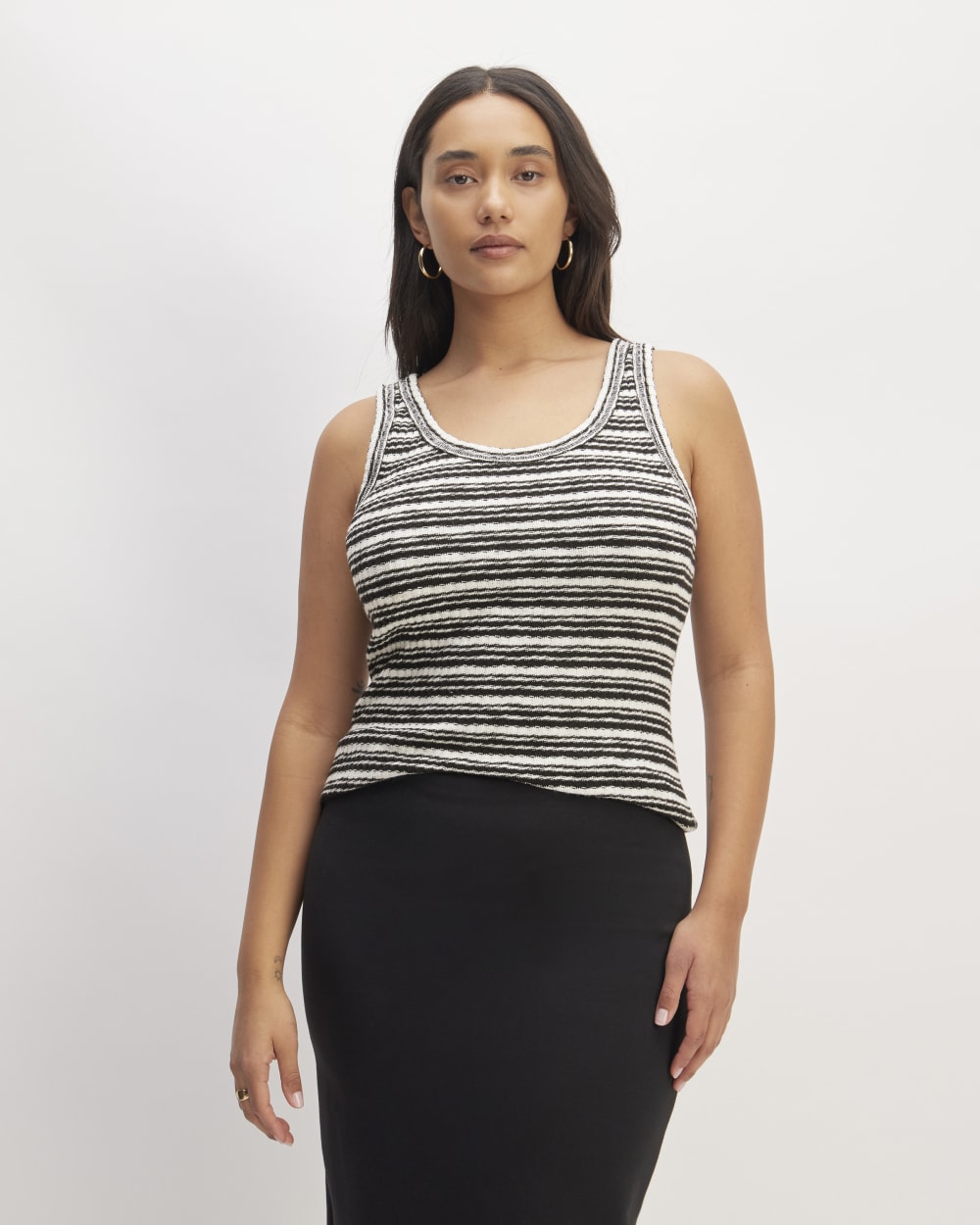 The Cozy Rib Tank | Bone / Black