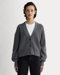 The Boxy Cardigan in Everyday Cotton | Heathered Charcoal