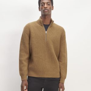 The Felted Merino Half-Zip Sweater | Deep Camel