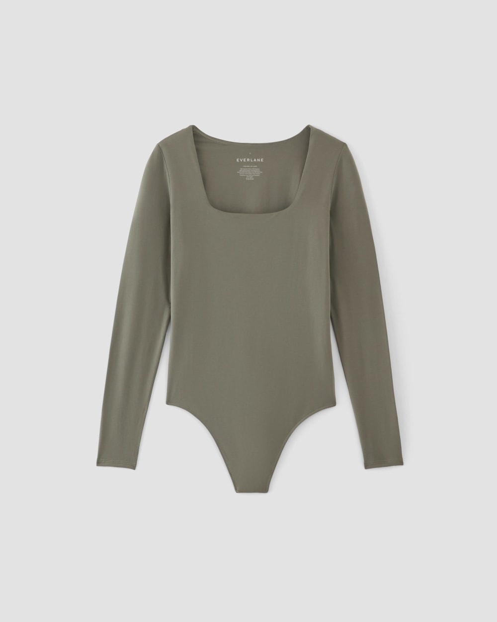 The Long-Sleeve Supima? Square-Neck Bodysuit | Dark Sage | Thong - Image 2