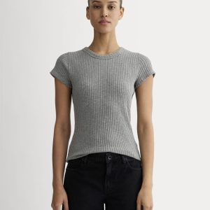 The Cozy Rib Tee | Mid Heather Grey