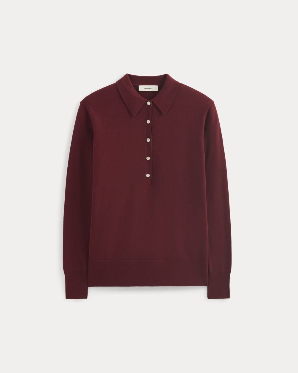 Oversized Polo Sweater in Cotton Merino | Deep Red - Image 2