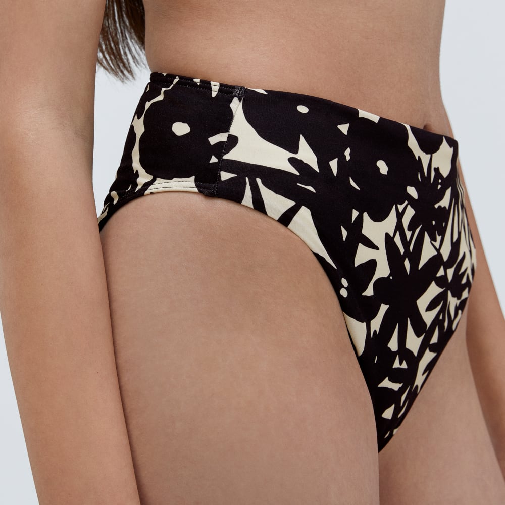 The High-Rise Cheeky Bikini Bottom | Black / Canvas Floral - Image 5