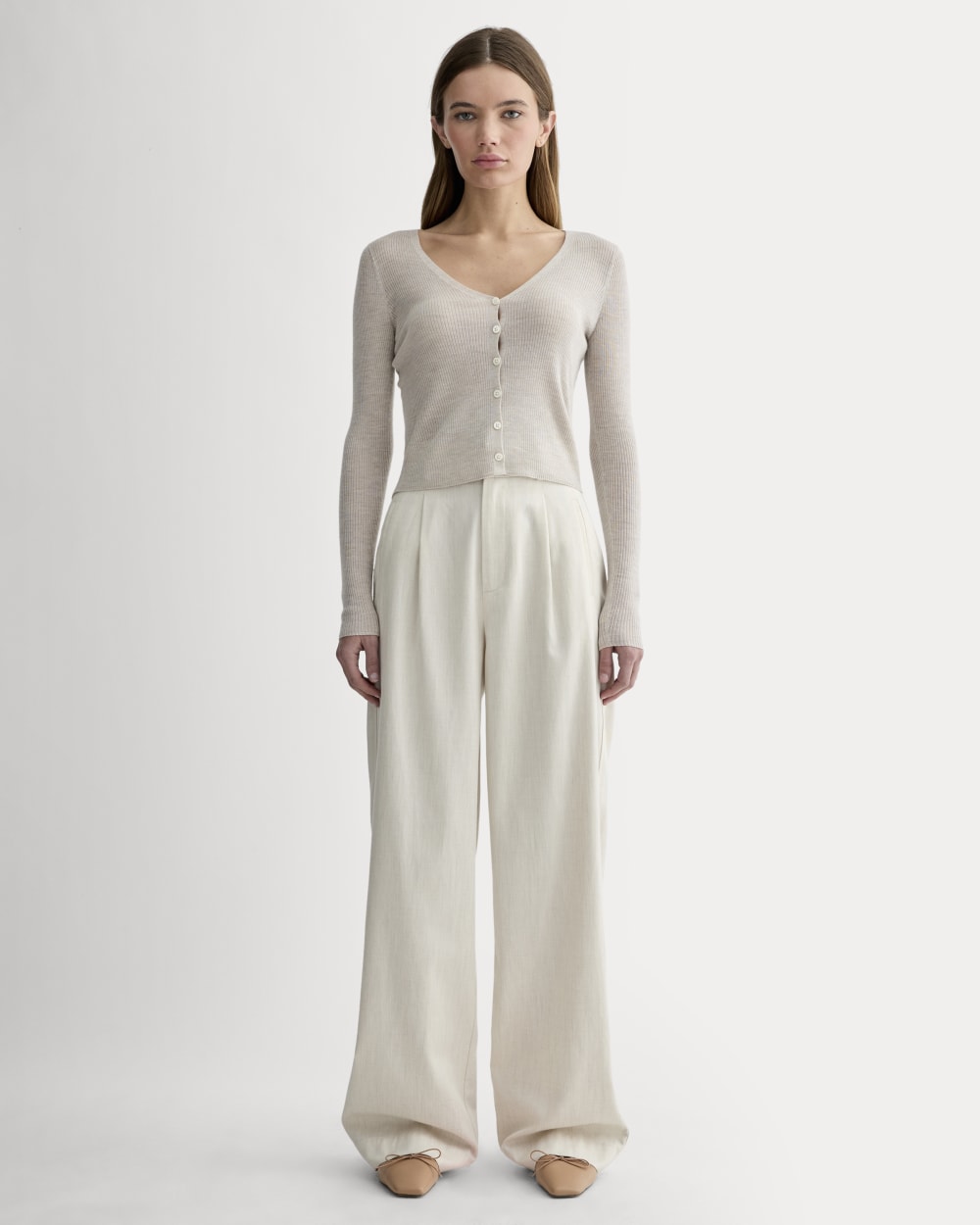 The Cardigan in Ultrasoft Merino | Heather Oatmeal - Image 3