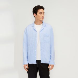 The Relaxed Linen Long-Sleeve Shirt | Light Blue