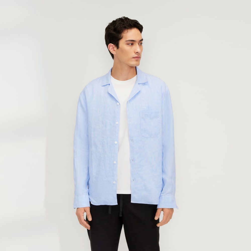 The Relaxed Linen Long-Sleeve Shirt | Light Blue