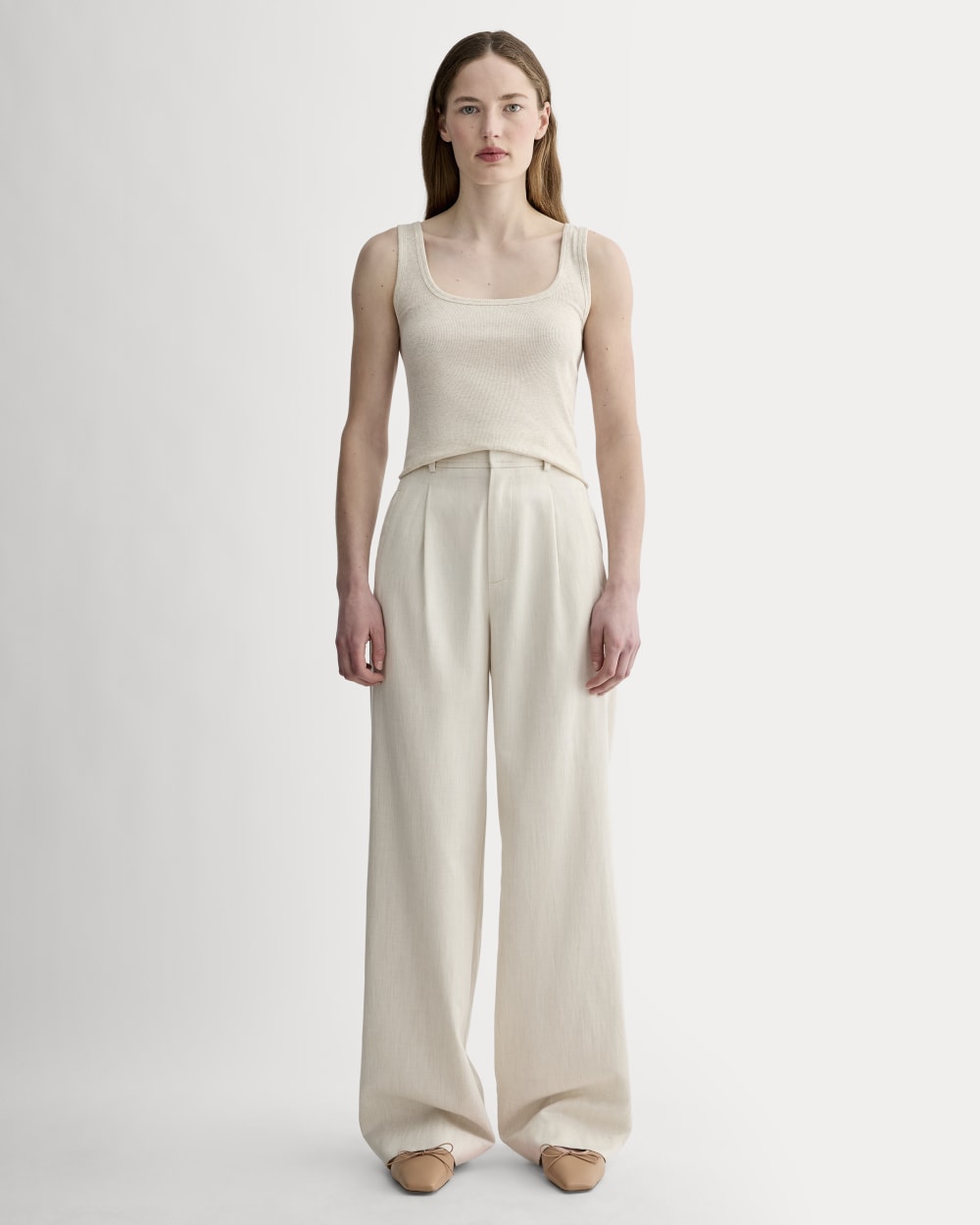 The Luxe Rib Square-Neck Tank | Heathered Oat - Image 3