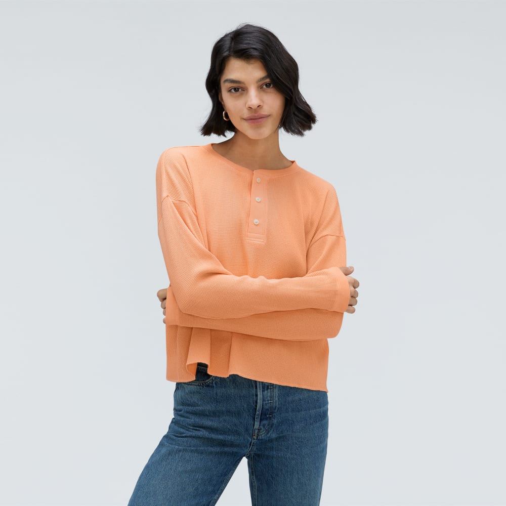 The Organic Cotton Waffle Henley | Orange Chiffon