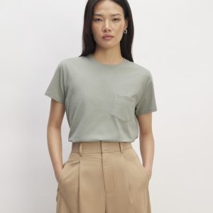 The Box-Cut Tee in Essential Cotton | Sage Green | Pocket