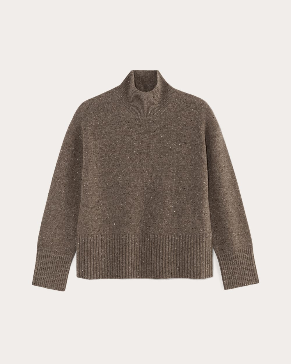 The Boxy Turtleneck in Cashmere | Taupe Brown Donegal - Image 2
