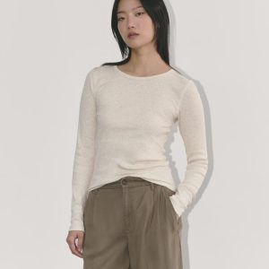 The Luxe Rib Long-Sleeve Crew | Heathered Oat