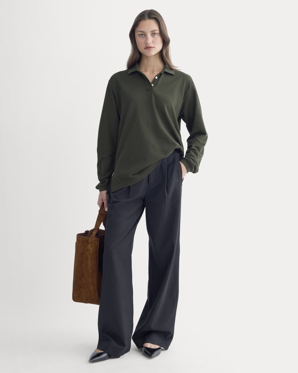 Oversized Pique Polo | Dark Green - Image 3