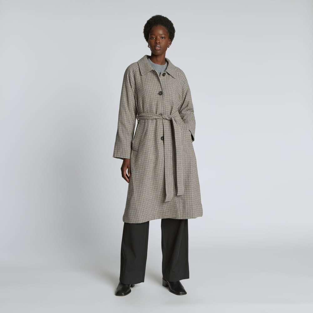 The Italian ReWool? Trench | Pewter Houndstooth