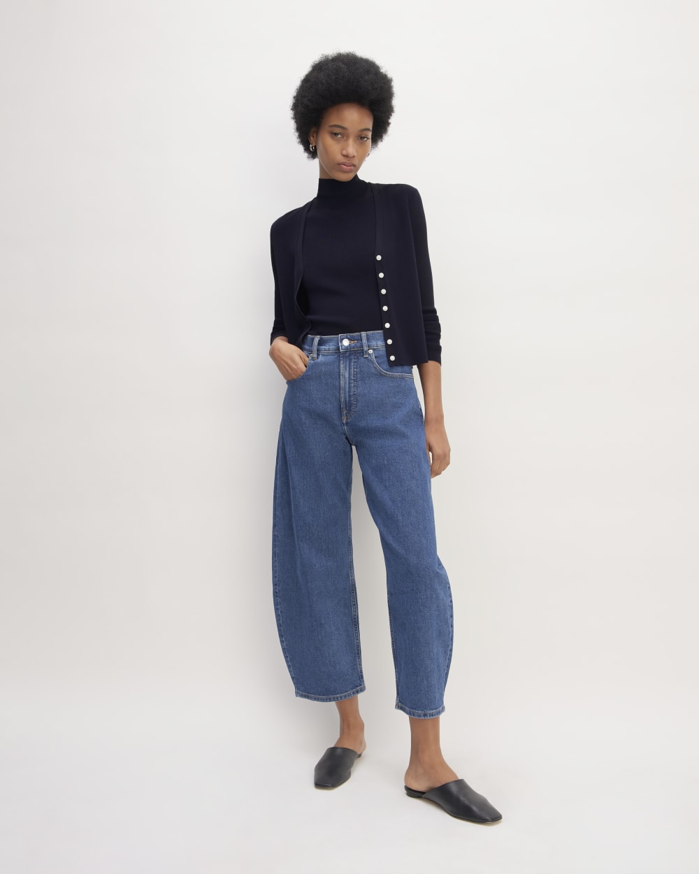 The Viscose Knit Cardigan | Navy - Image 3