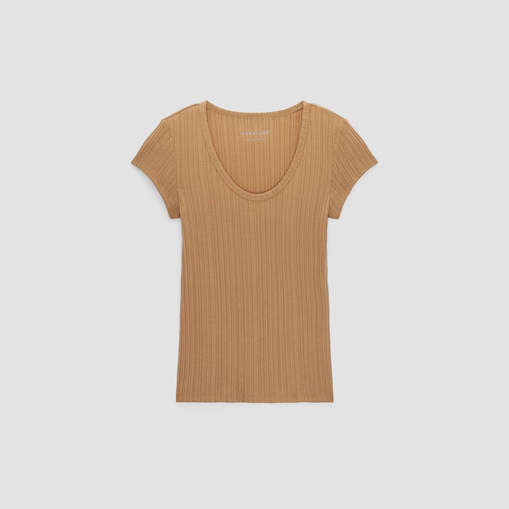 The Rib Soft Knit Scoop-Neck Tee | Caramel - Image 2