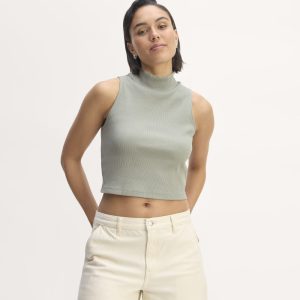 The Ribbed Mockneck Tank | Sage Green