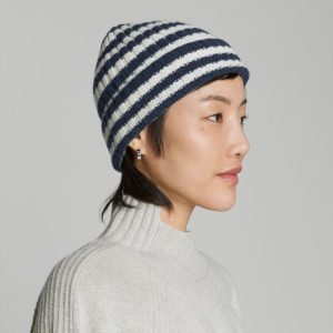 The Cashmere Beanie | Bright Navy / Bone