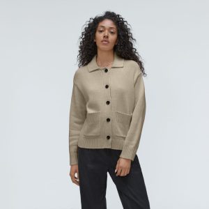 The Cotton Chore Sweater Jacket | Trench Coat Khaki