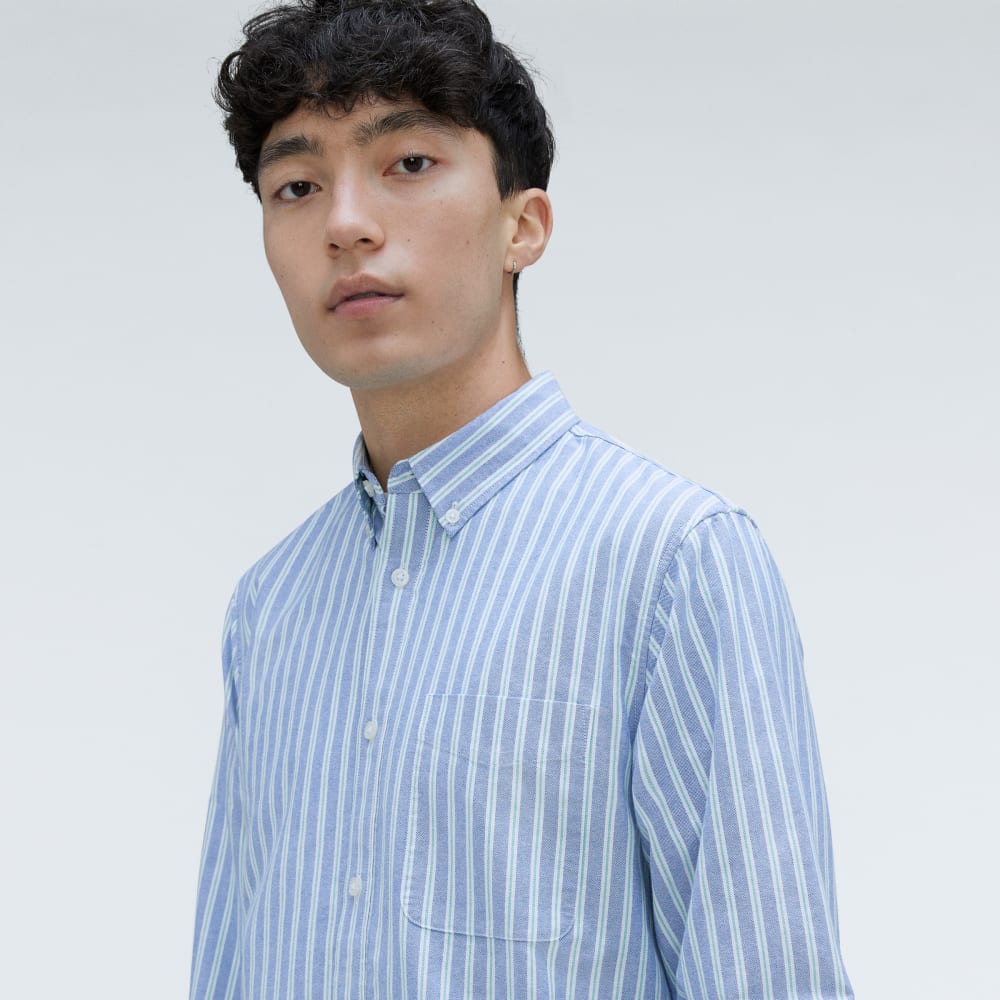 The Standard Fit Japanese Oxford Shirt | Uniform | Lapis Blue / Bright Jade / Optic White | Standard - Image 4
