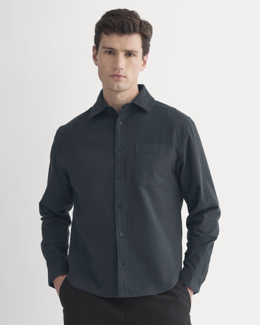 Brushed Flannel Shirt | Heathered Navy