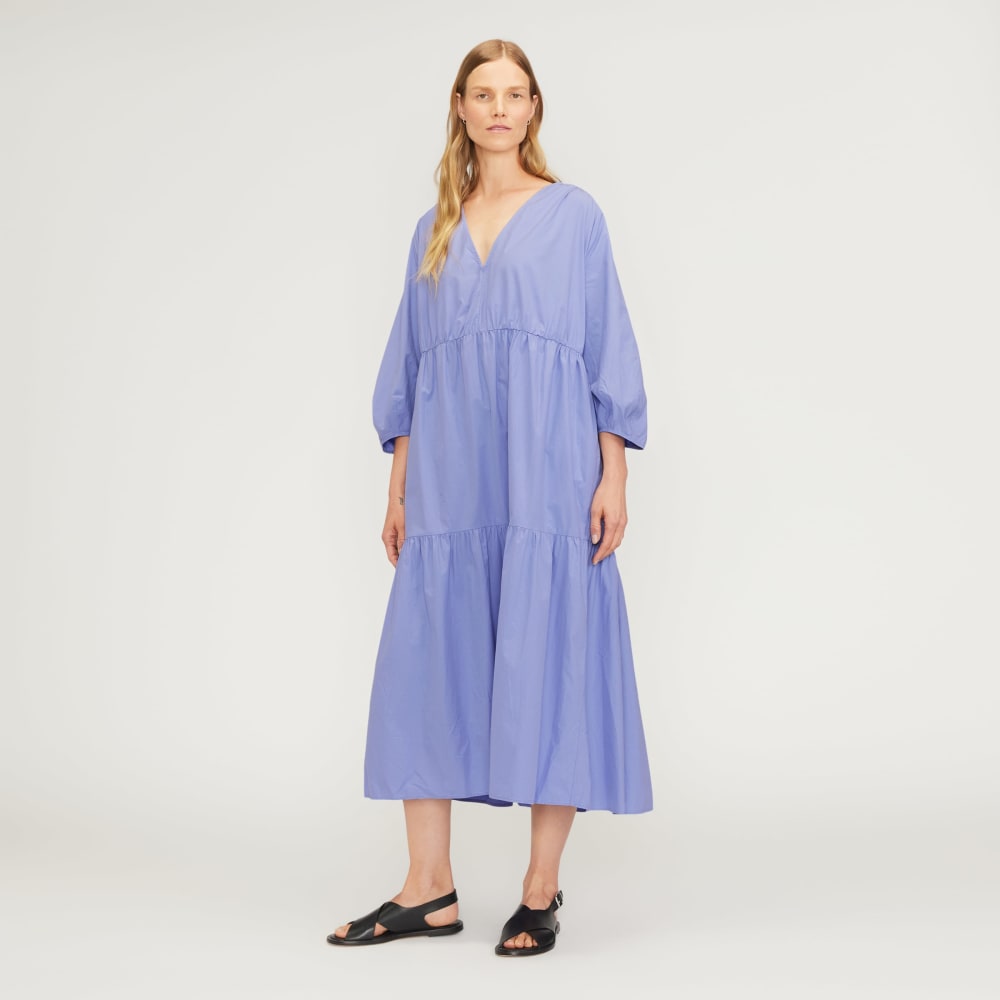 The Poplin Tiered Dress | Cornflower Blue
