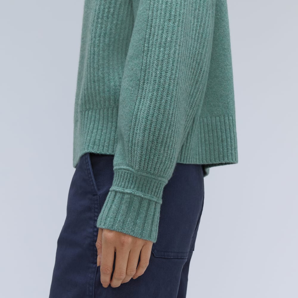 The Cashmere Ribbed Turtleneck | Heathered Dusty Aqua - Image 5