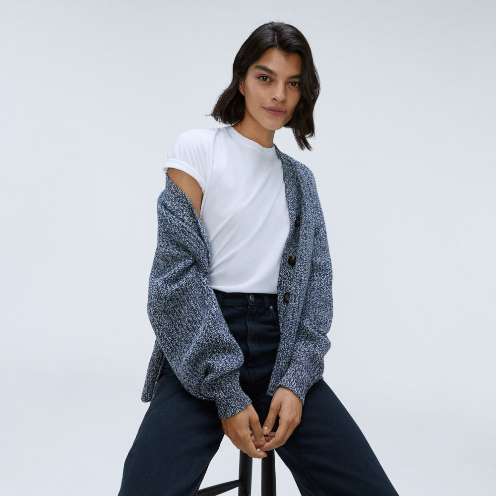 The Felted Merino Cardigan | Dark Mallard / Oat Twist - Image 5