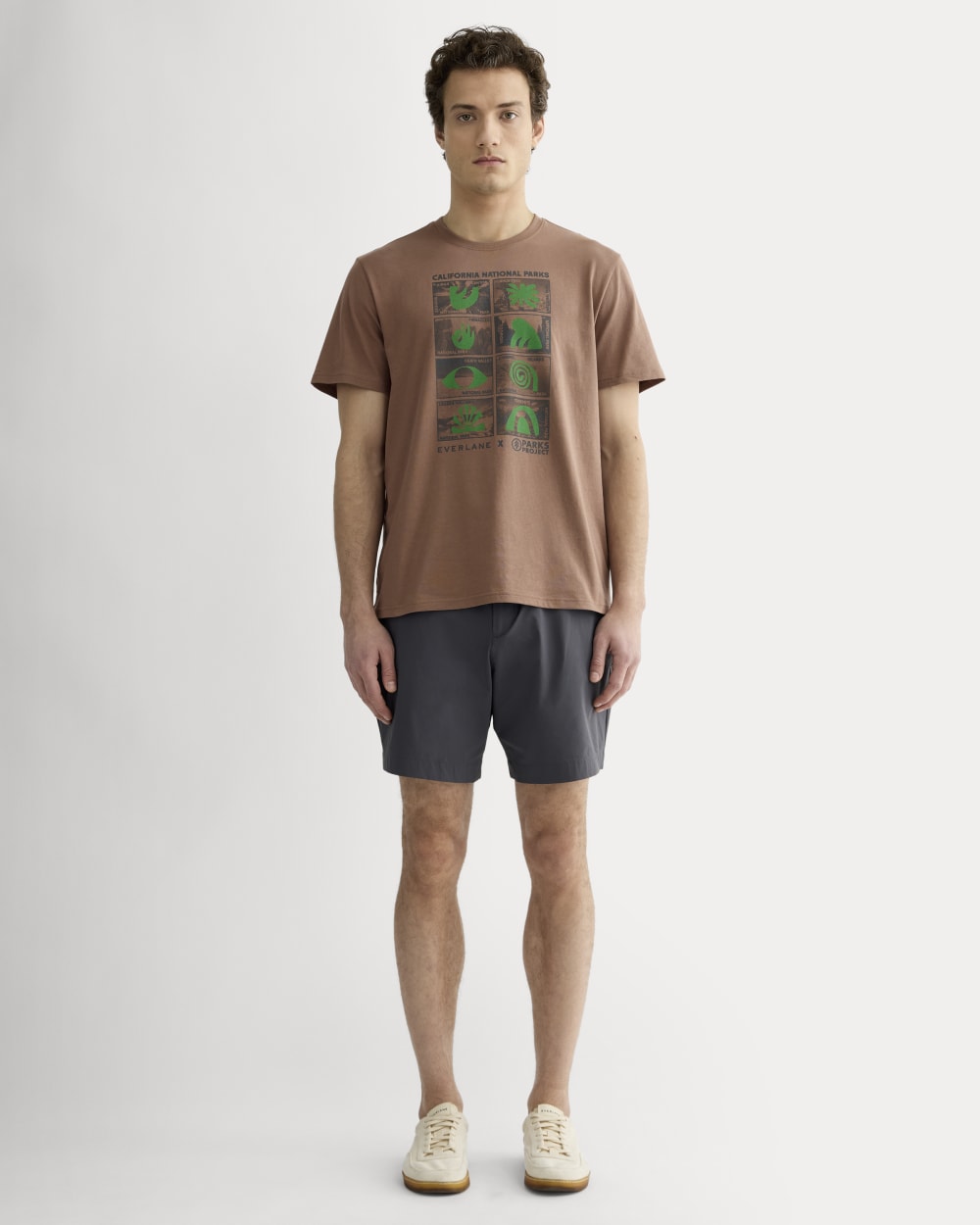 The Everlane x Parks Project Essential Organic Crew | Brown / Green / Forged Iron - Image 3