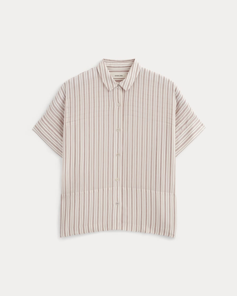 The Boxy Shirt in Washable Silk | Bone / Dusky Rose - Image 2