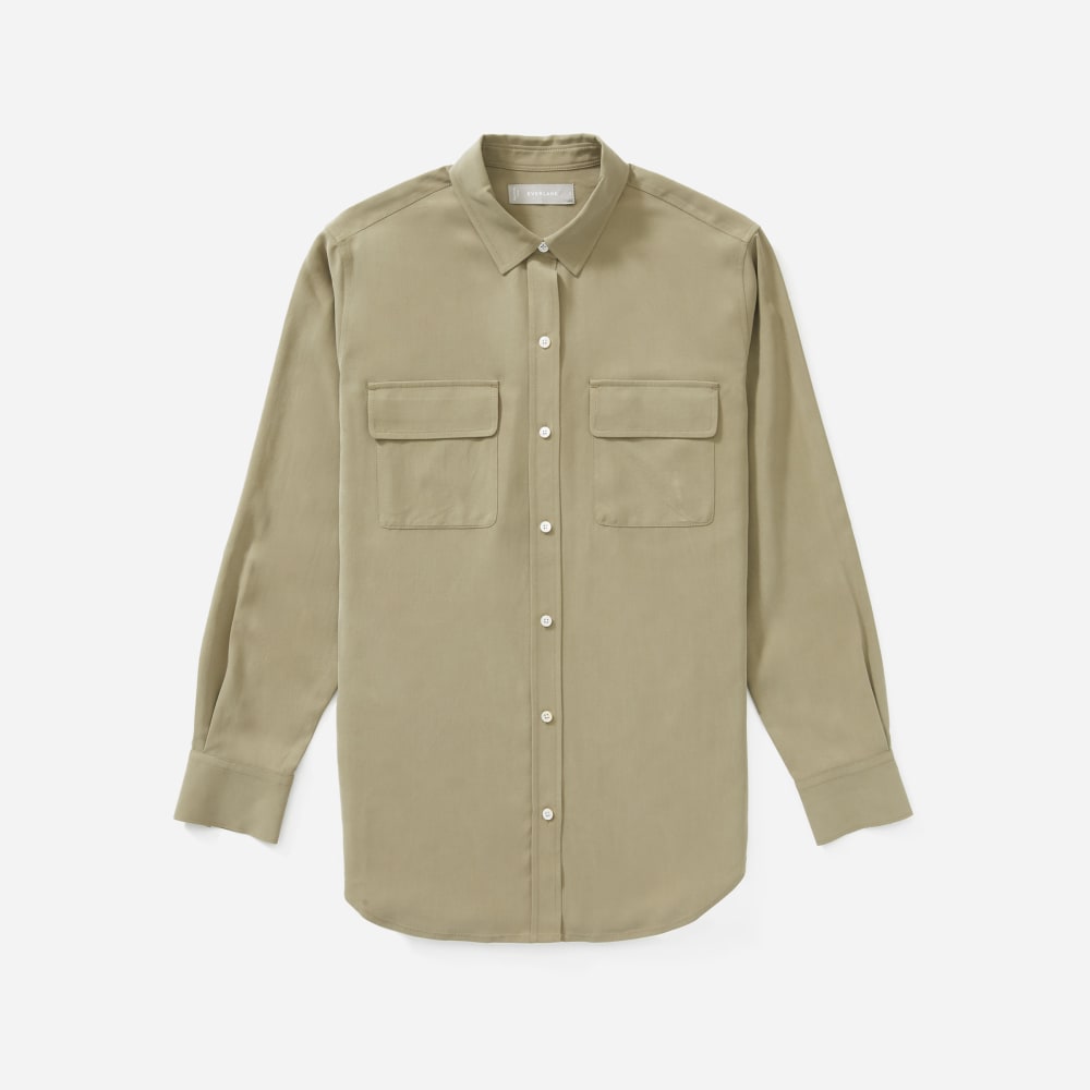 The Washable Silk Relaxed Shirt | Covert Green - Image 9
