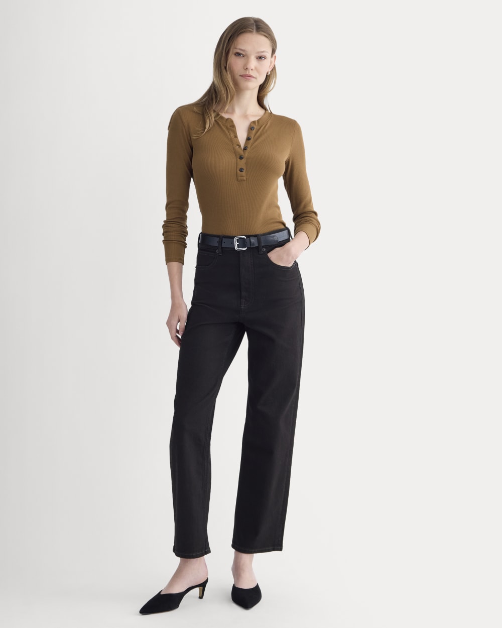 The Luxe Rib Henley | Toffee - Image 3