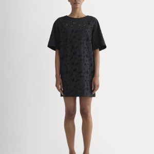 The Eyelet Mini Shift Dress | Black