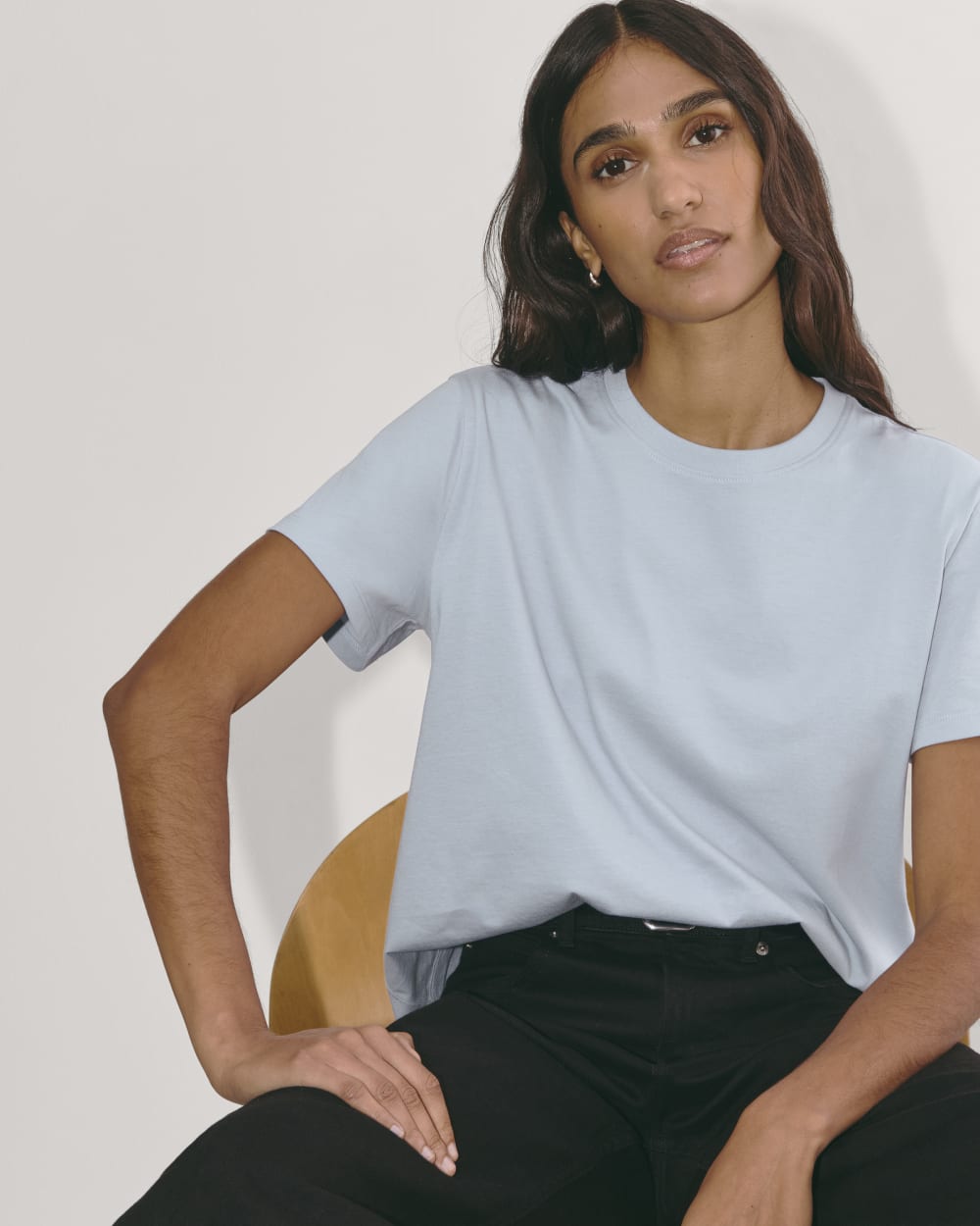 The Box-Cut Tee in Essential Cotton | Blue Slate | No Pocket - Image 4