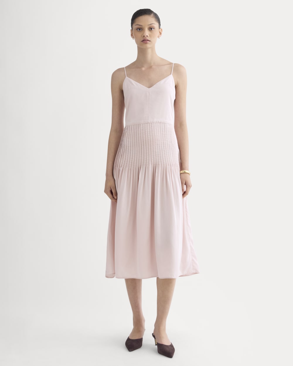 The Pleated Slip Dress in Butterlite | Soft Rose