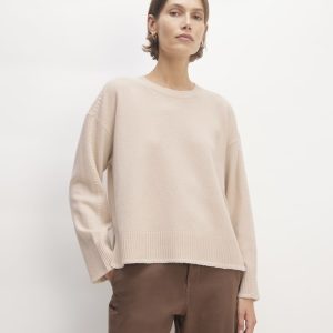 The Good Merino Wool Crewneck Sweater | Buttermilk / White