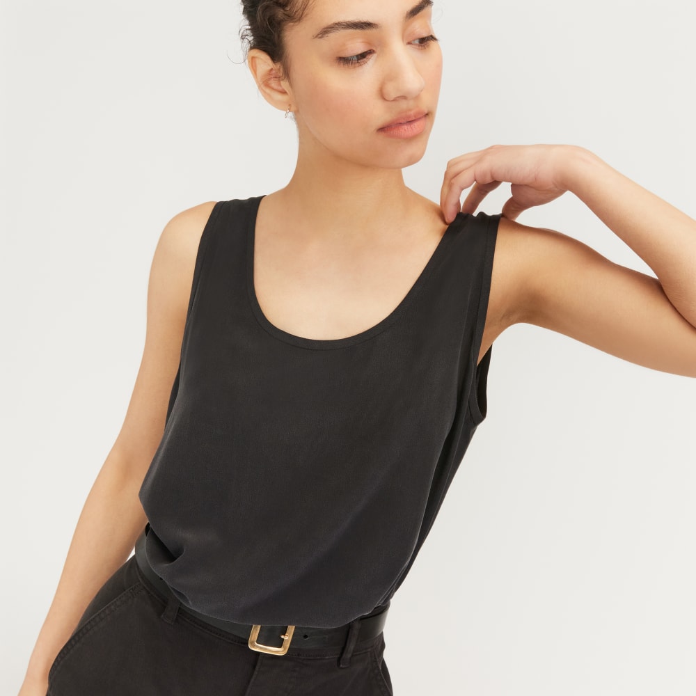 The Scoop Tank in Washable Silk | Black - Image 4