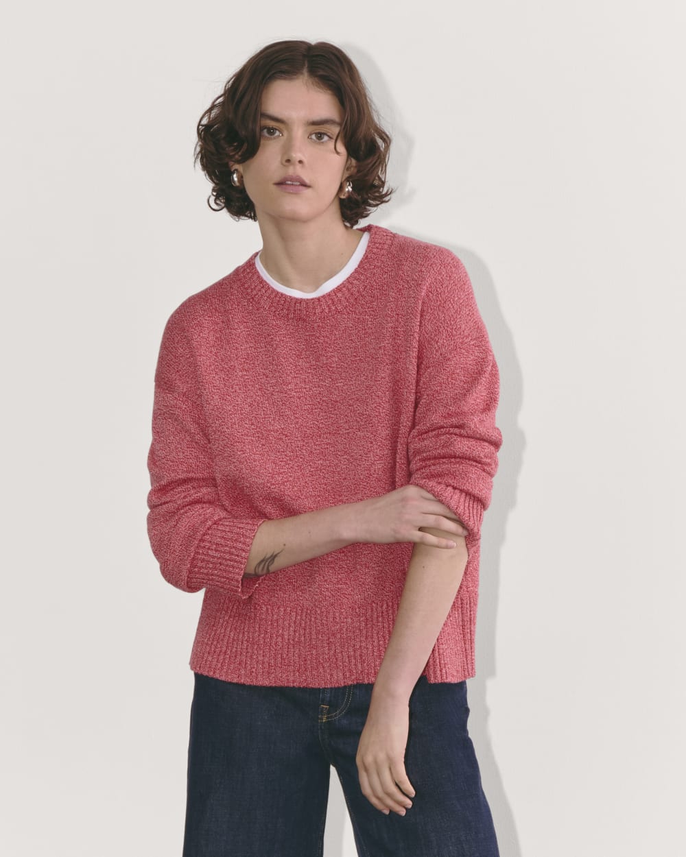 The Boxy Sweater in Everyday Cotton | Pink Peony / Classic Red