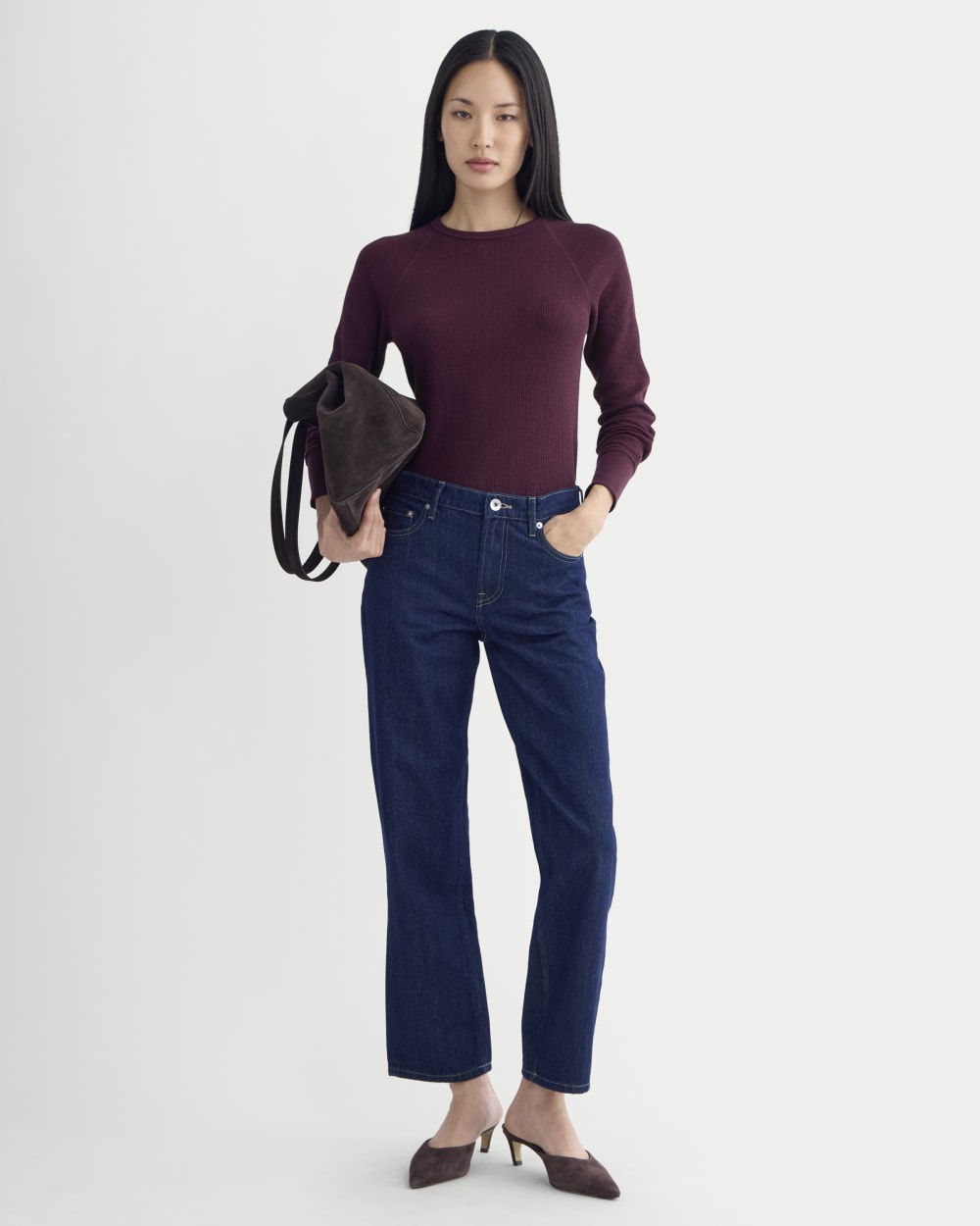 Slim-Fit Crew in Cozy Waffle | Heathered Port Royale - Image 3