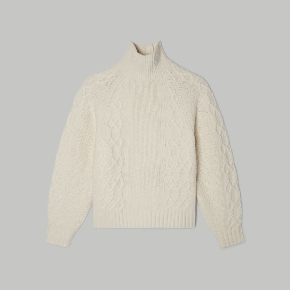 The Felted Merino Cable Sweater | Bone - Image 2