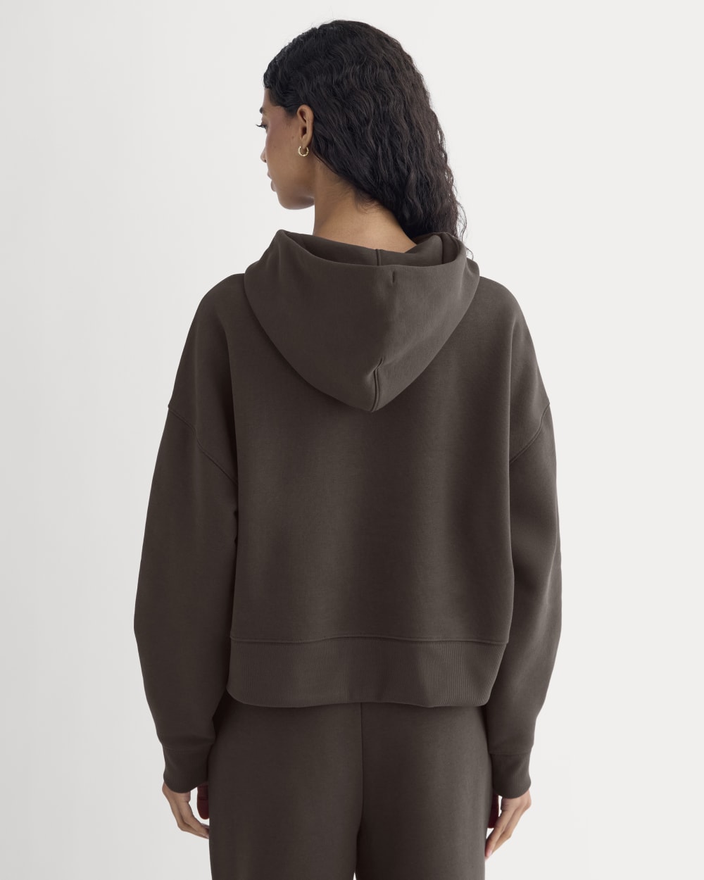 Cropped Luxe Fleece Hoodie | Dark Chocolate - Image 5